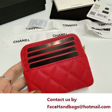 Chanel Grained Calfskin  &  Gold-Tone Metal Zip Coin Purse AP2061 Red 2025